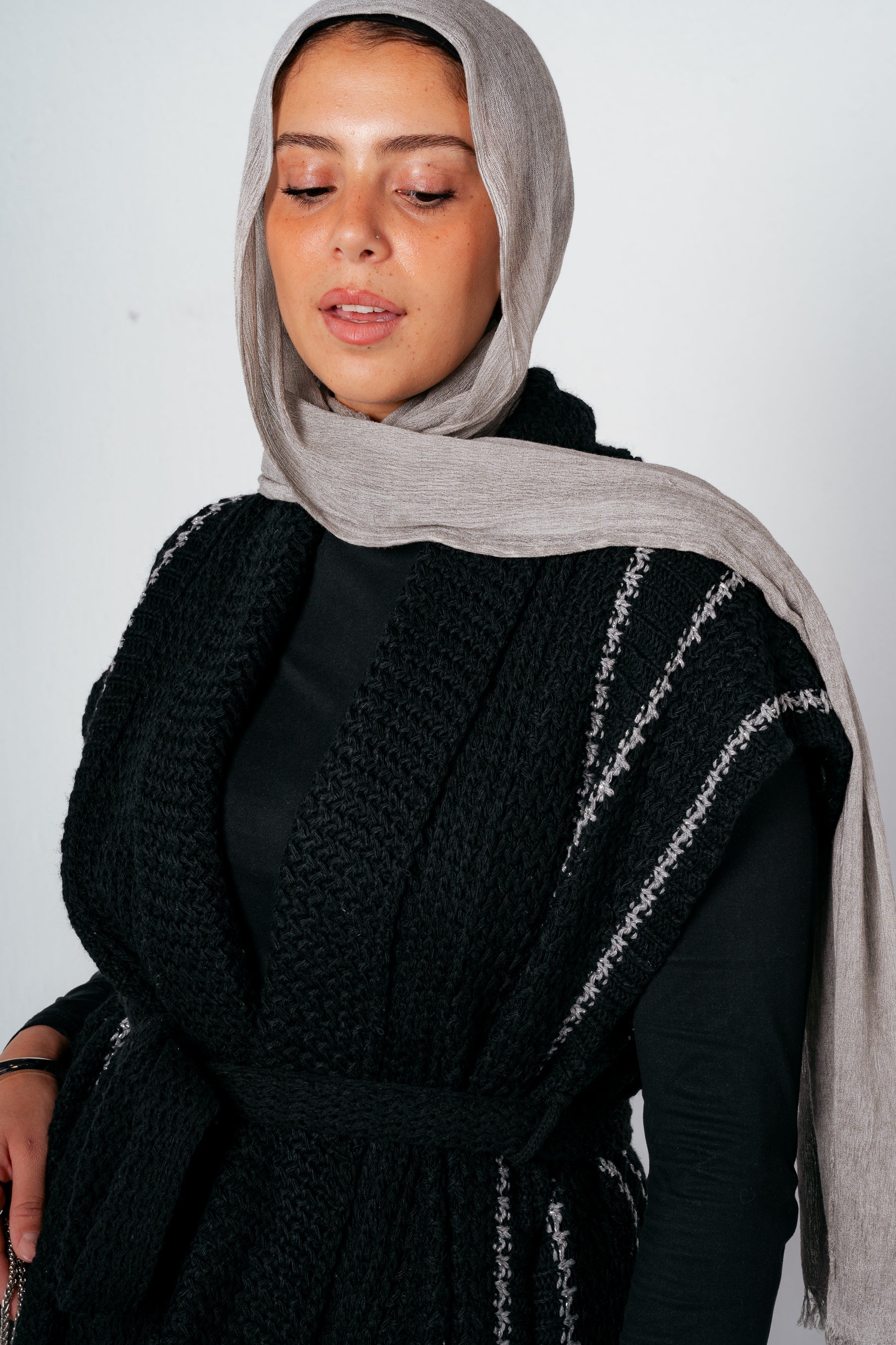 Silver Threads Knit Vest in Black