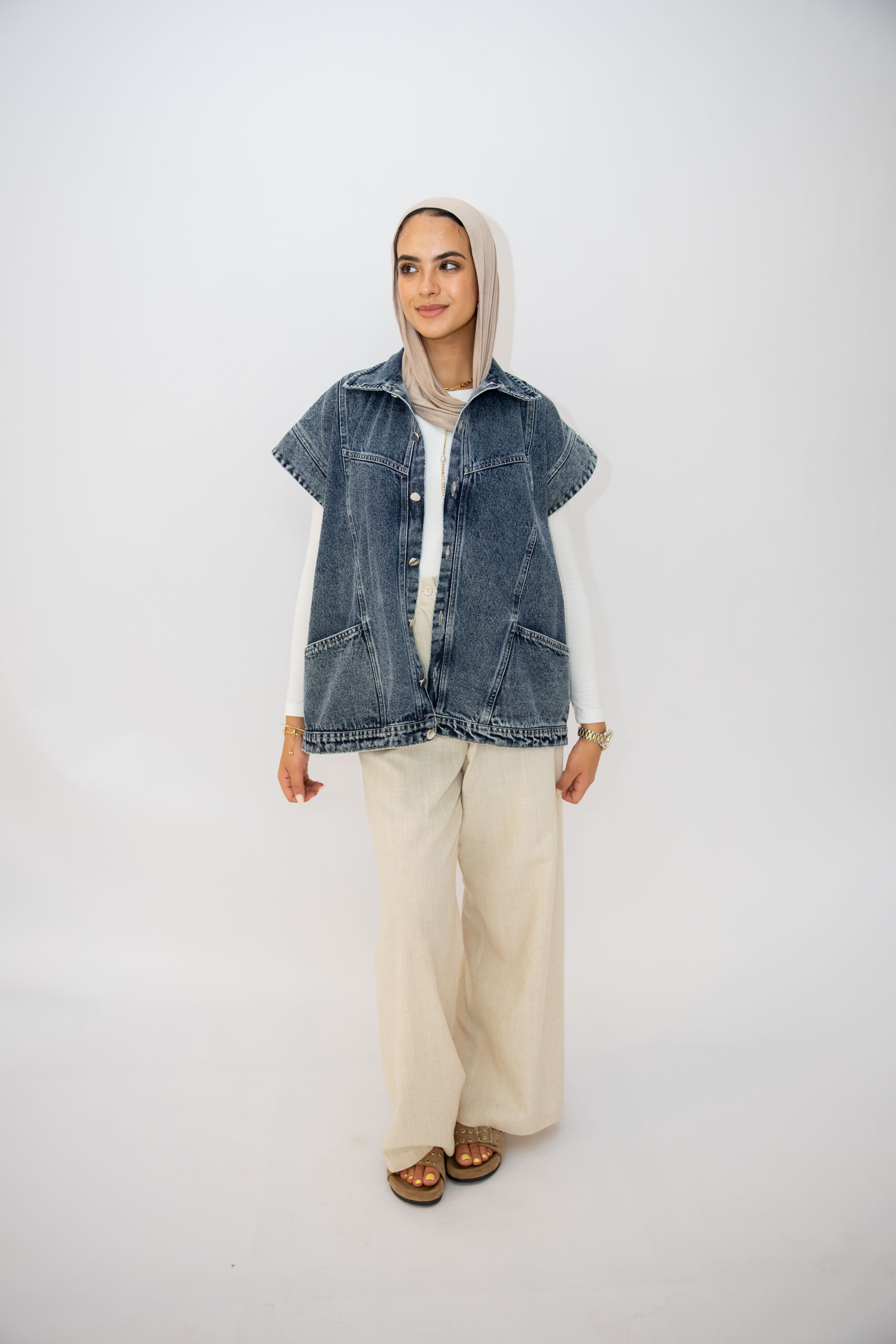 Denim Vest in Dark blue