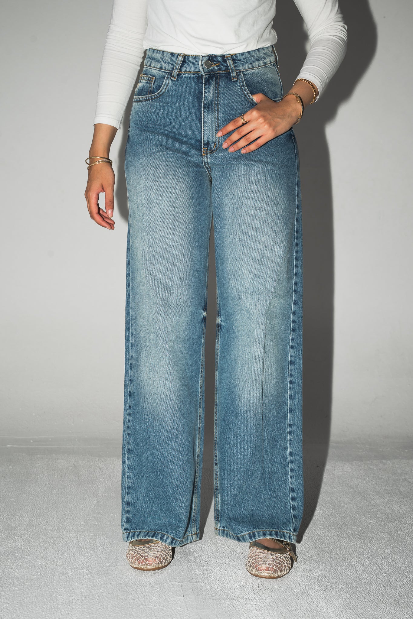 Daily Fit Denim Pants in Mid Blue