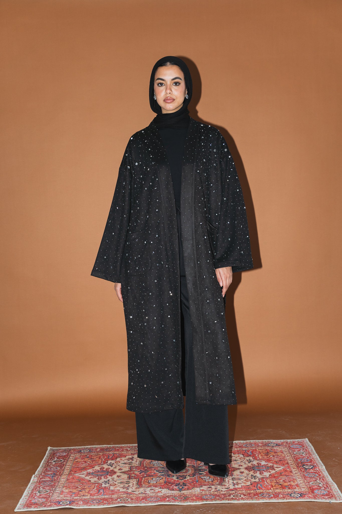 Milky way Stone Cardigan in Black