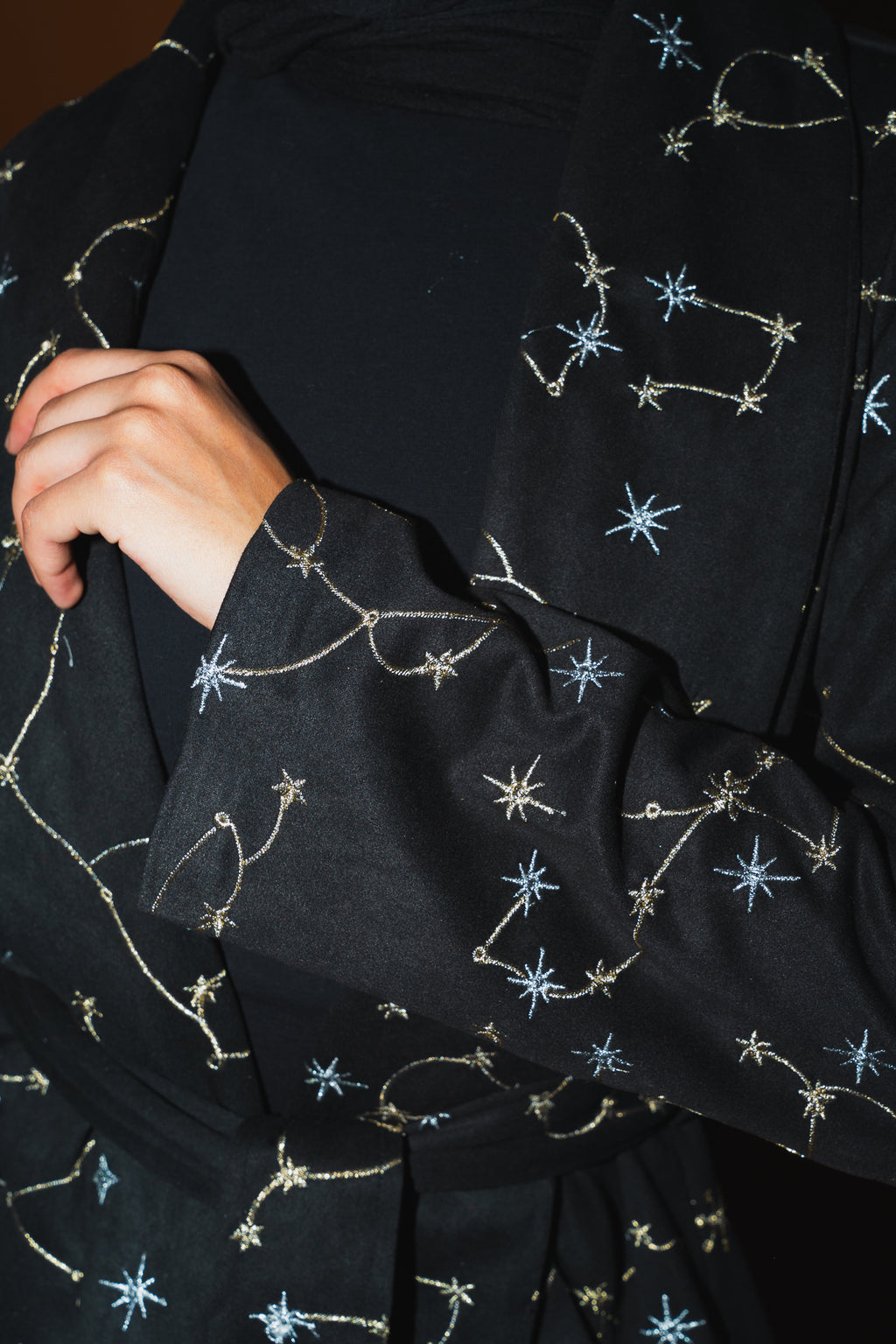 Celestial Embroidery Jacket in Black