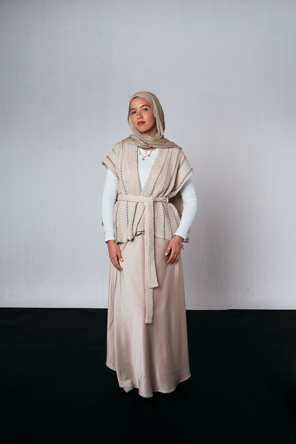 Silver Threads Knit Vest in Off white