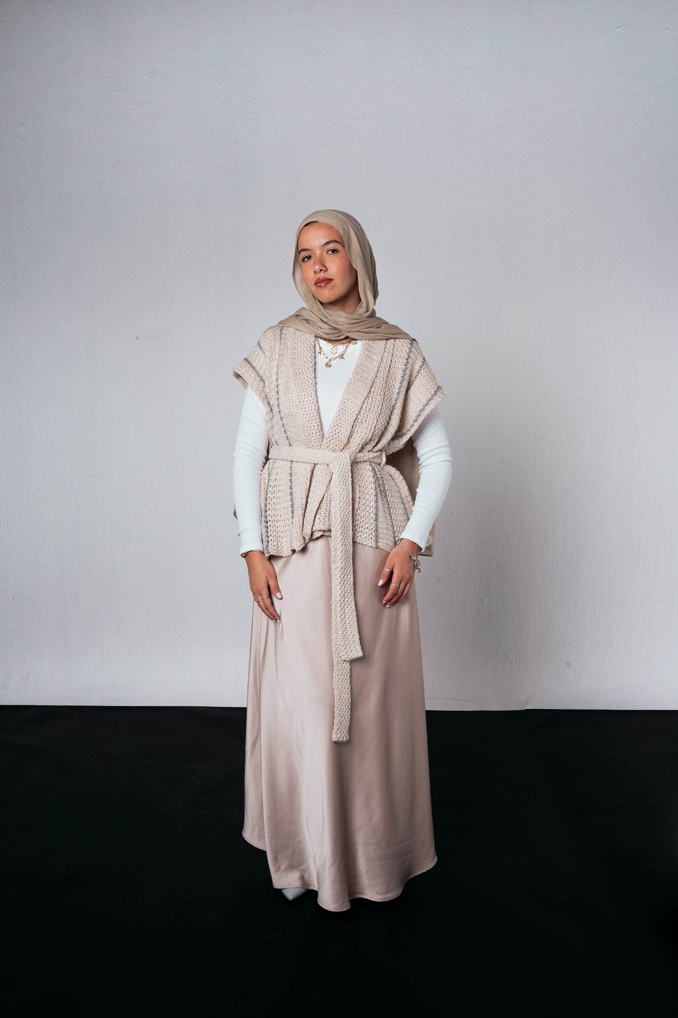 Silver Threads Knit Vest in Off white