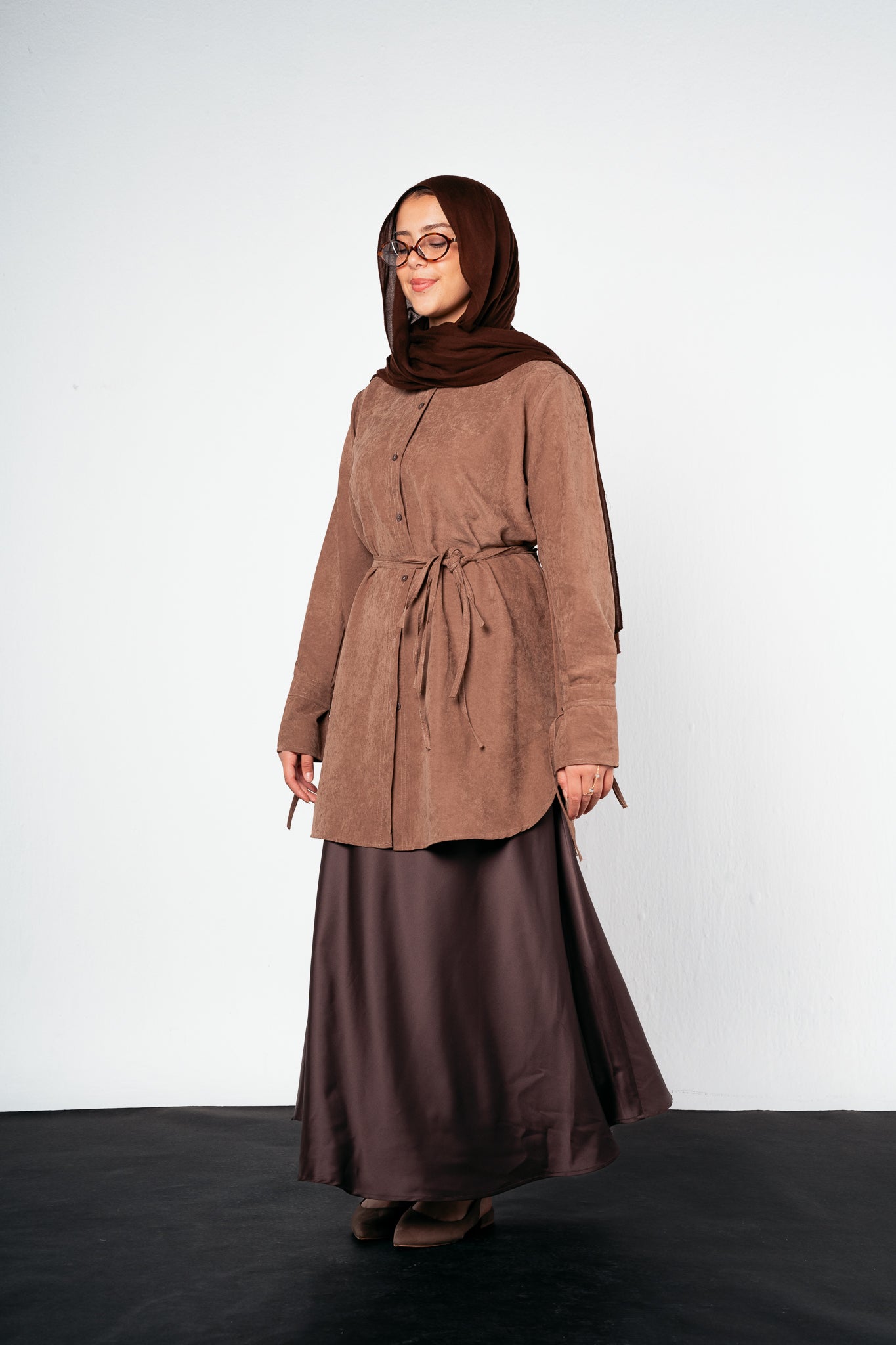 Behind Tie Shirt in Brown