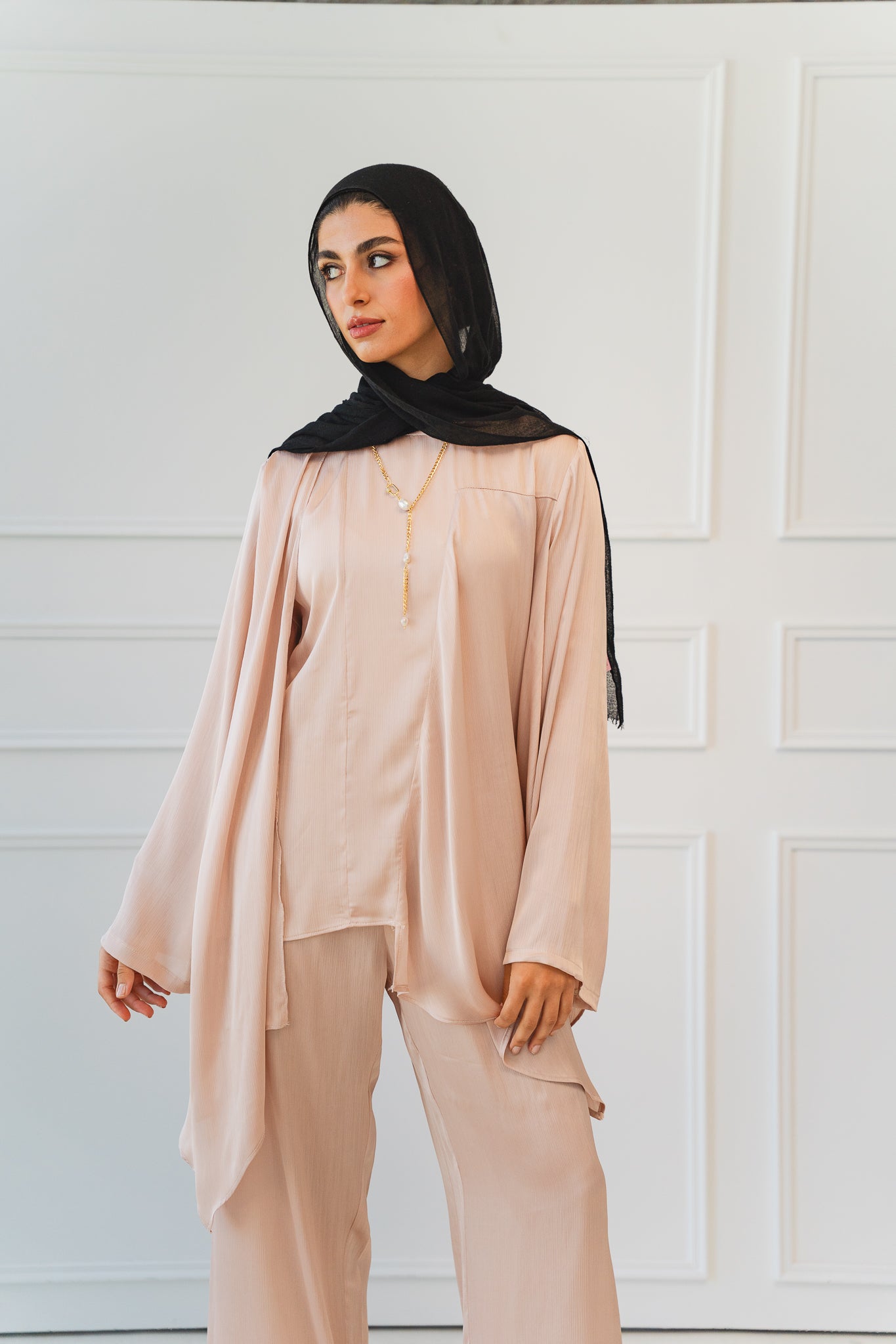 Luxe Drapped Set in Champagne