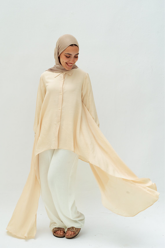 Draped Asymmetrical Top in Cream