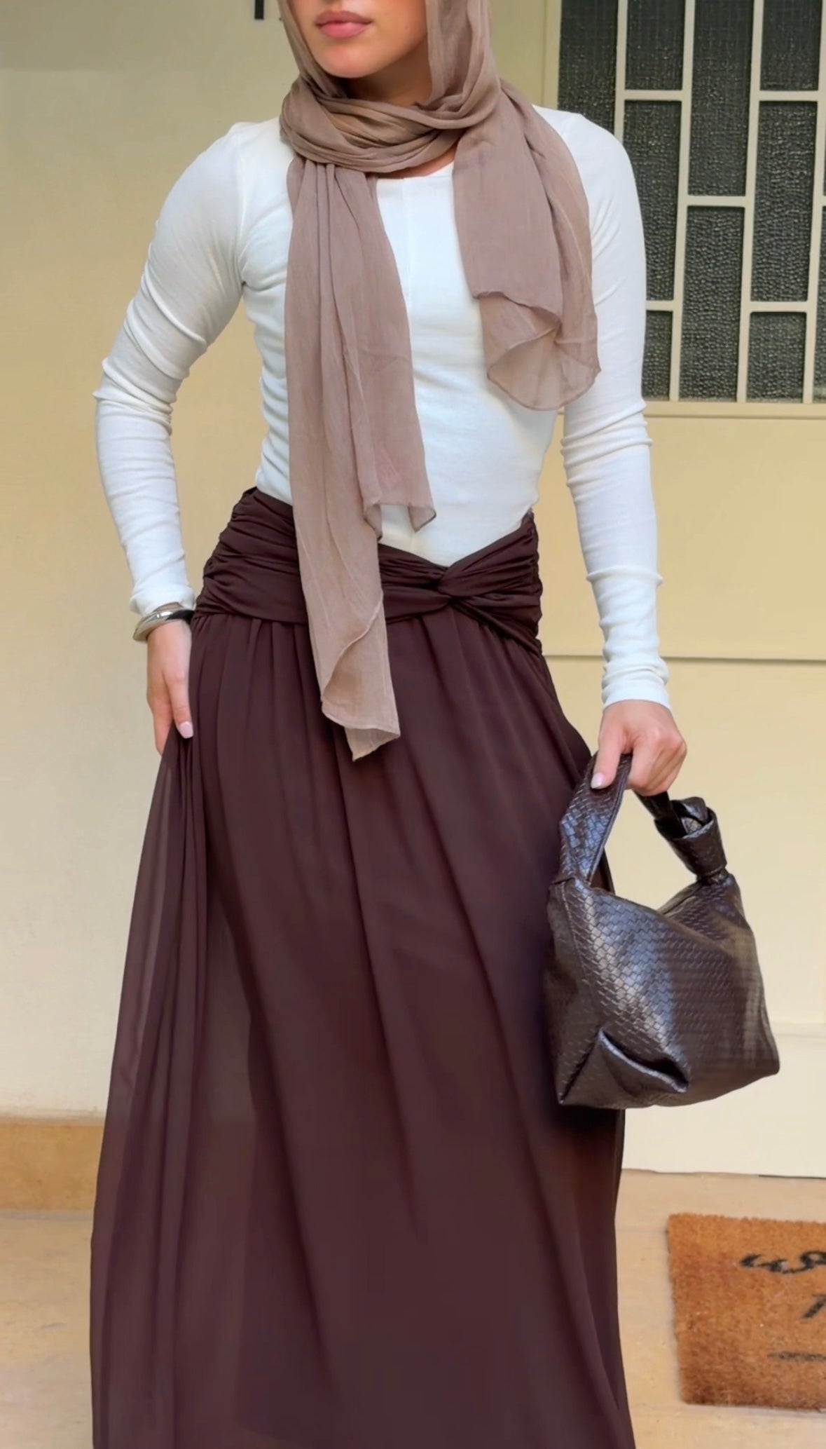 Ruby Twisted Skirt in Brown