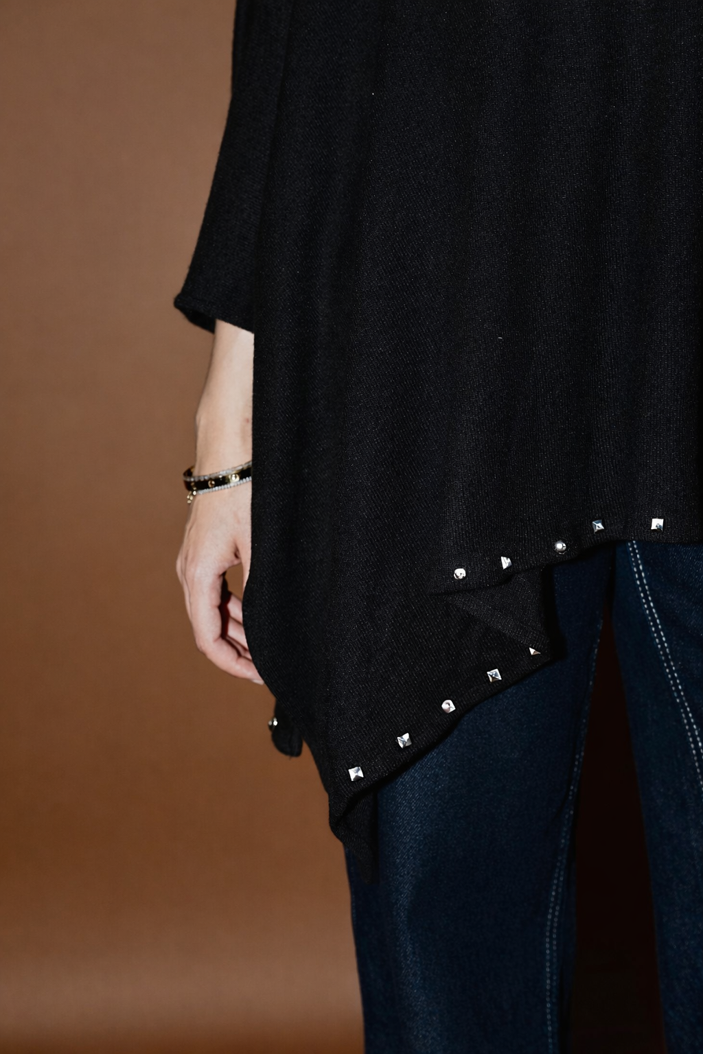 Studded Stardust Cape in Black
