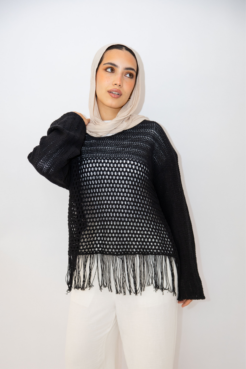 Sea threads crochet top in Black