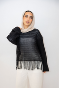 Sea threads crochet top in Black
