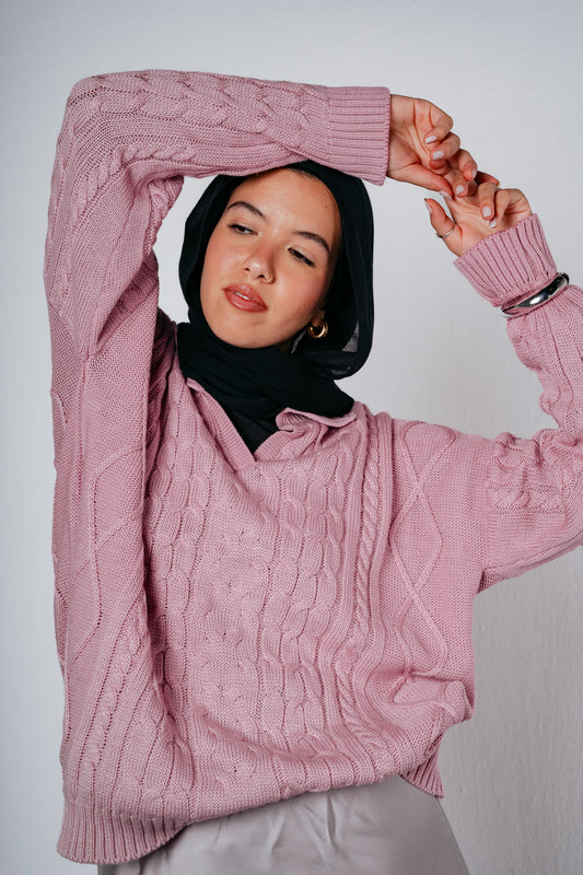 Knit Heaven Pullover in Rose