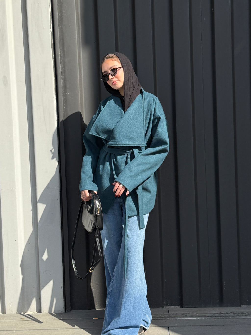 The Wrap Grace Coat in Teal
