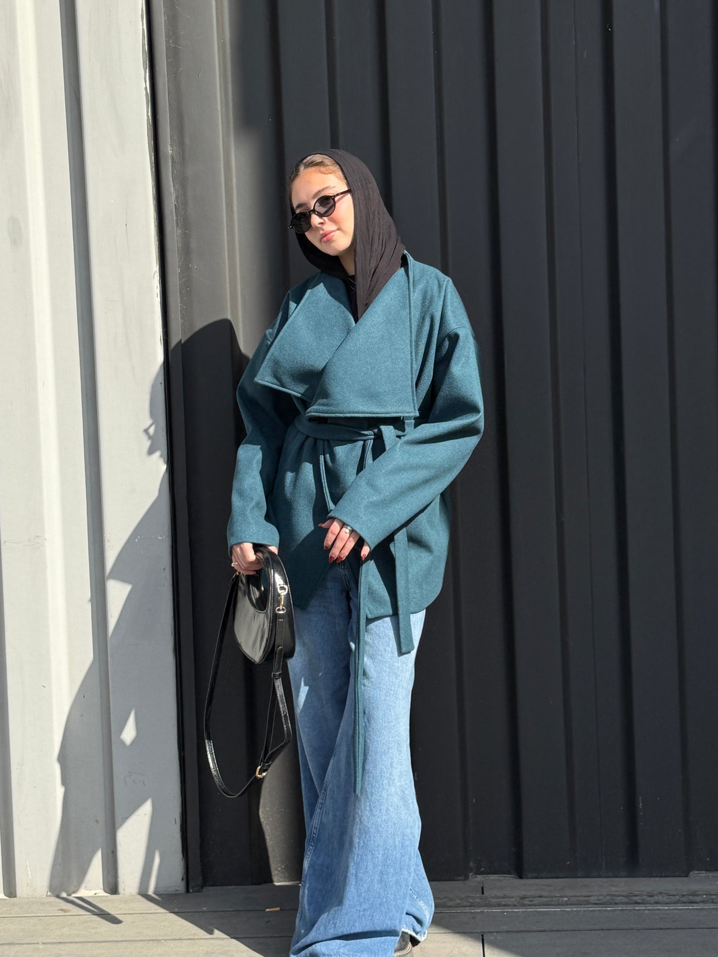 The Wrap Grace Coat in Teal