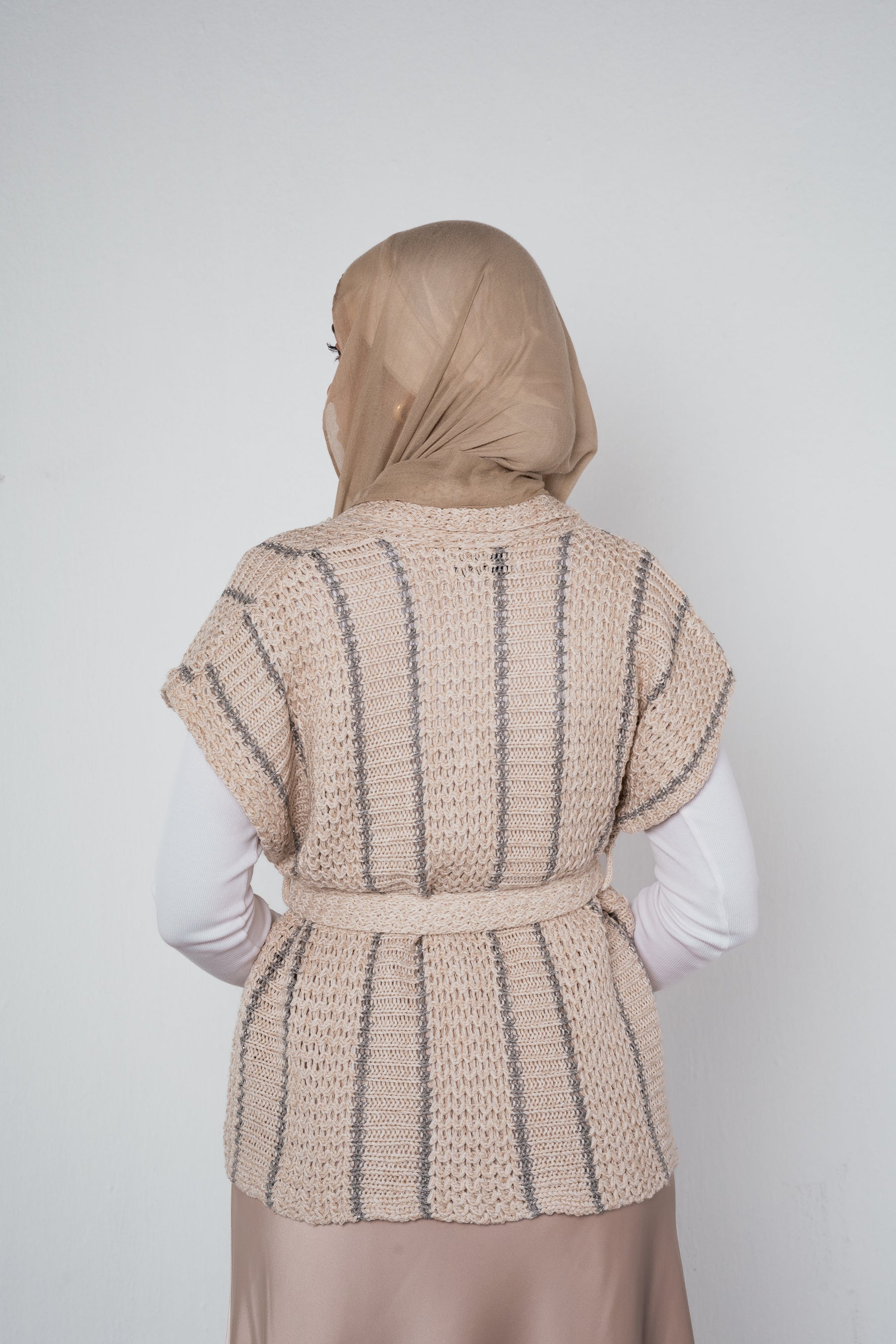 Silver Threads Knit Vest in Off white