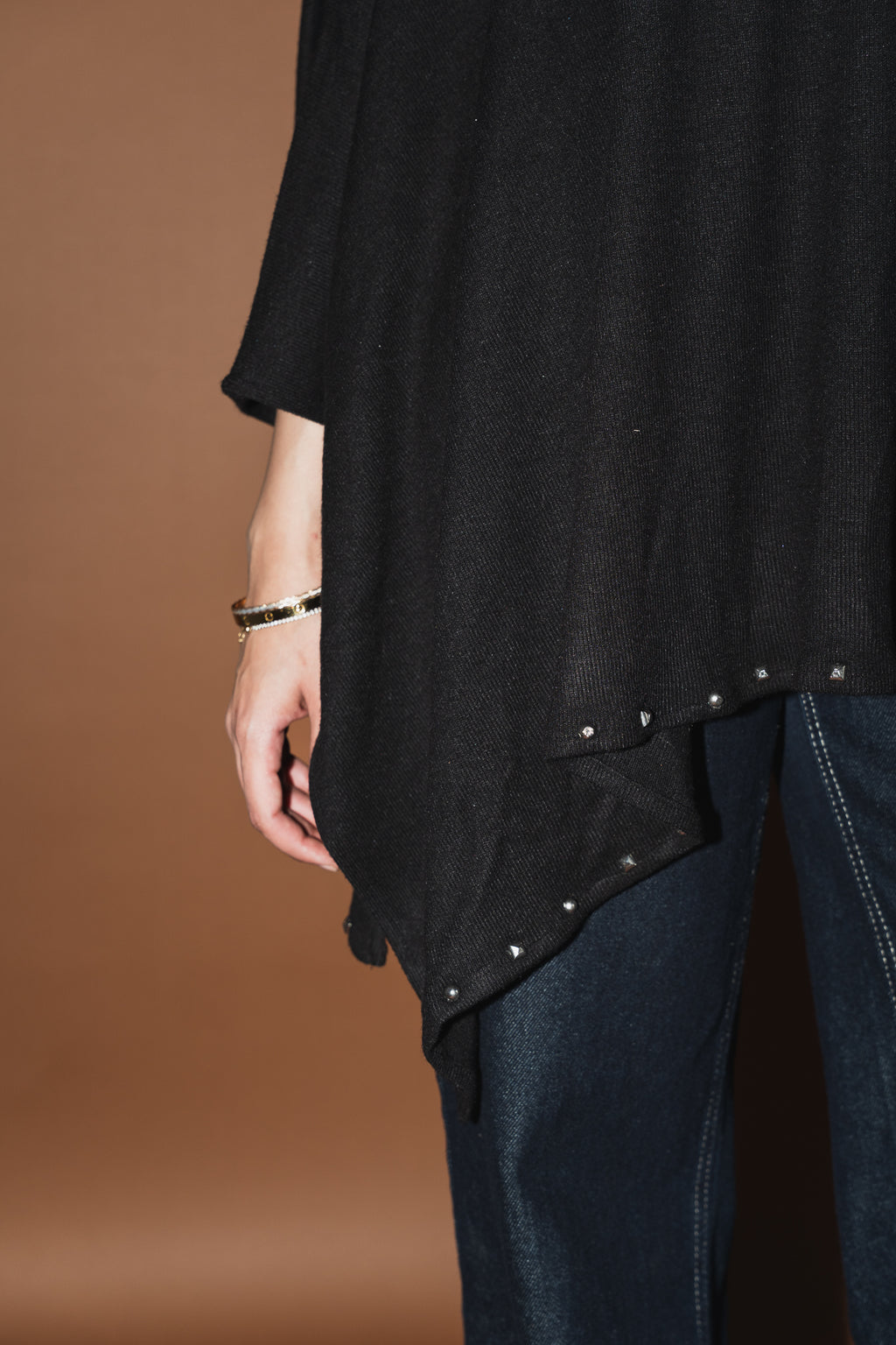 Studded Stardust Cape in Black