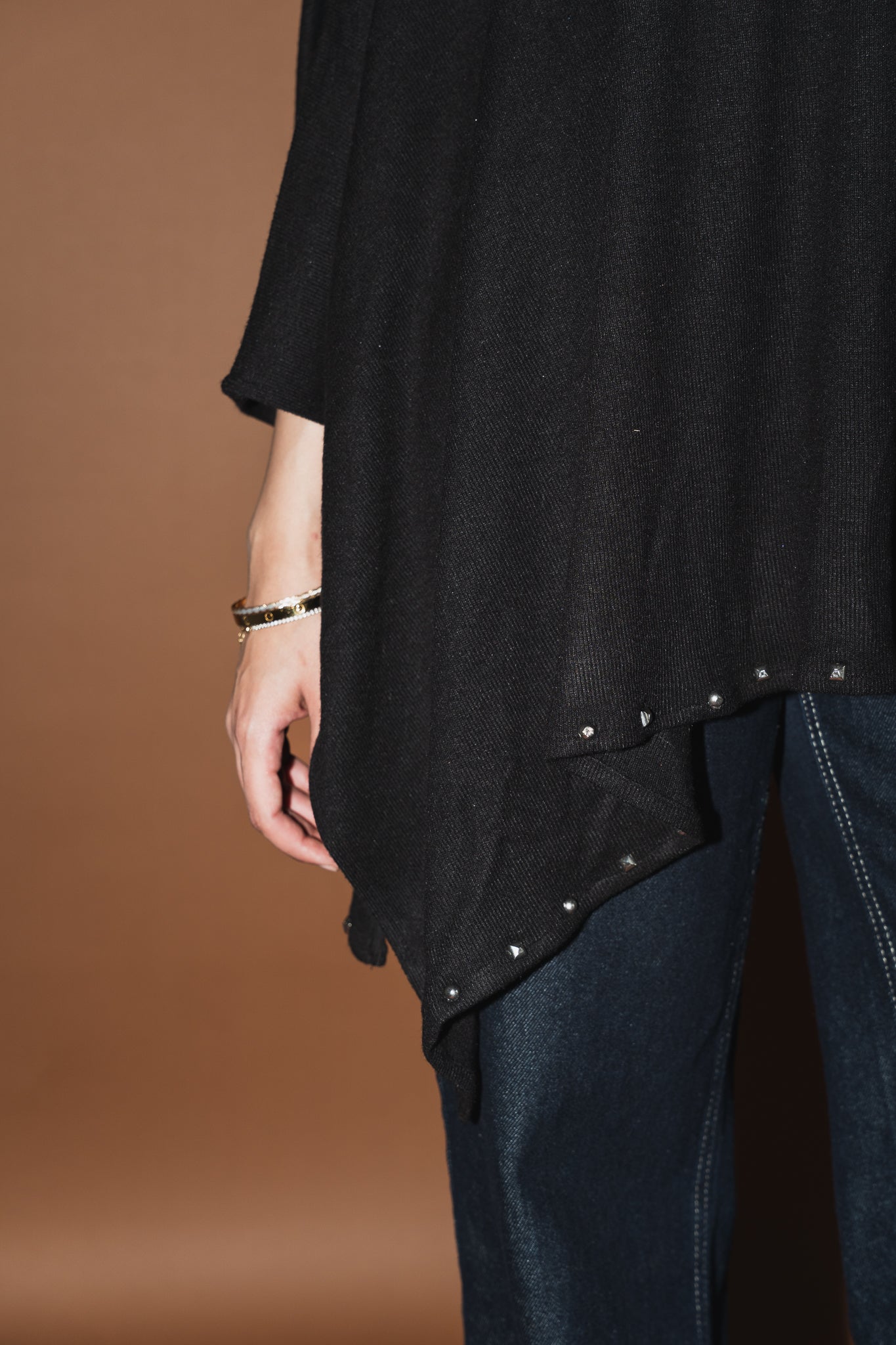 Studded Stardust Cape in Black