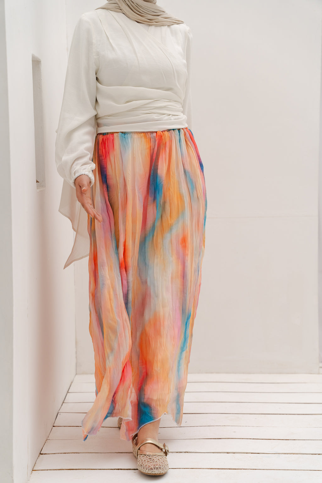 Peachy Sunset Asymmetric Skirt