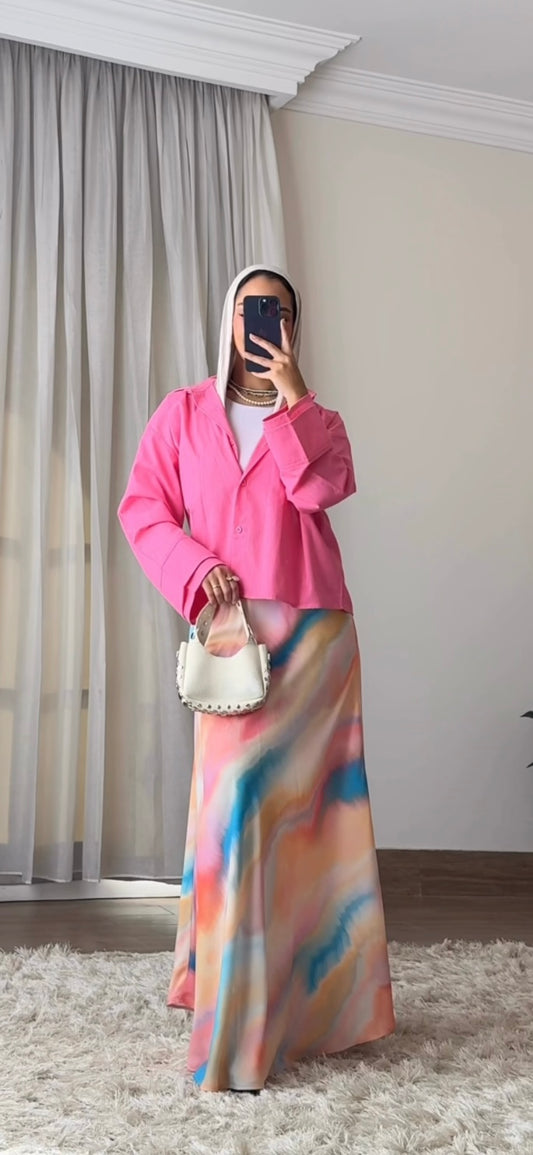 Pastel cloud cropped shirt in Pink