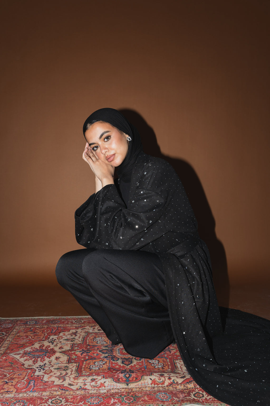 Milky way Stone Cardigan in Black