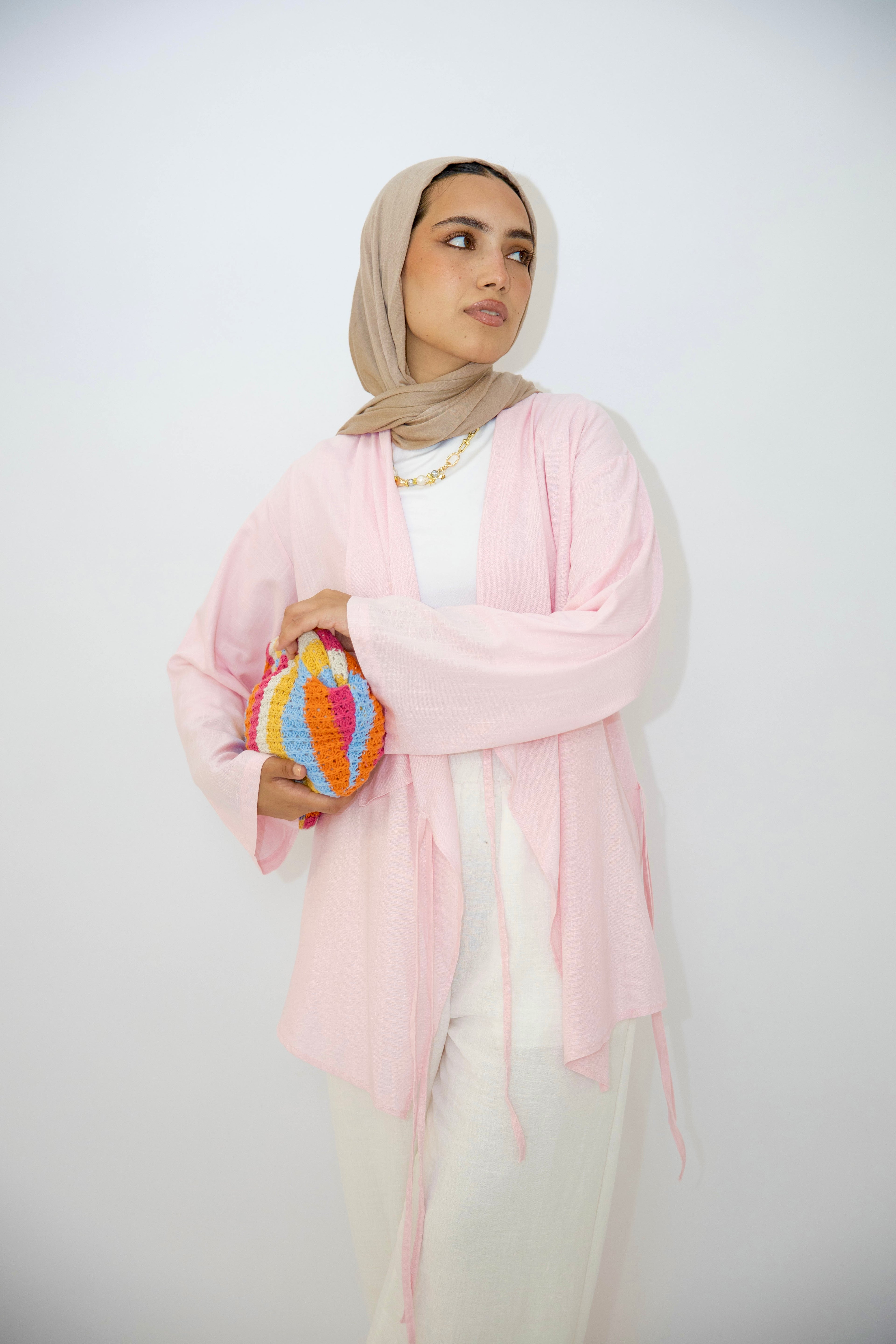 Side Tie Linen Top in Rose