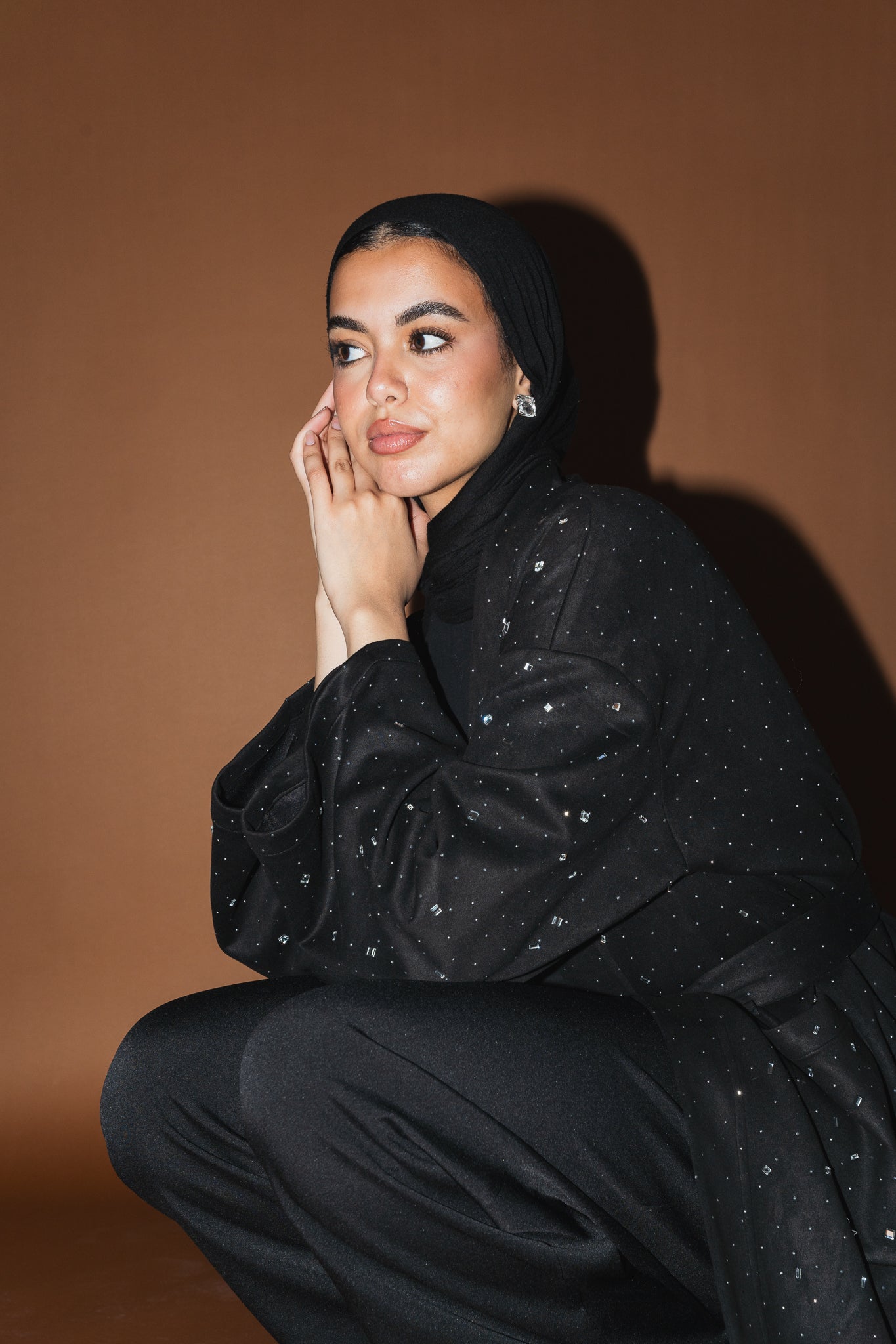 Milky way Stone Cardigan in Black