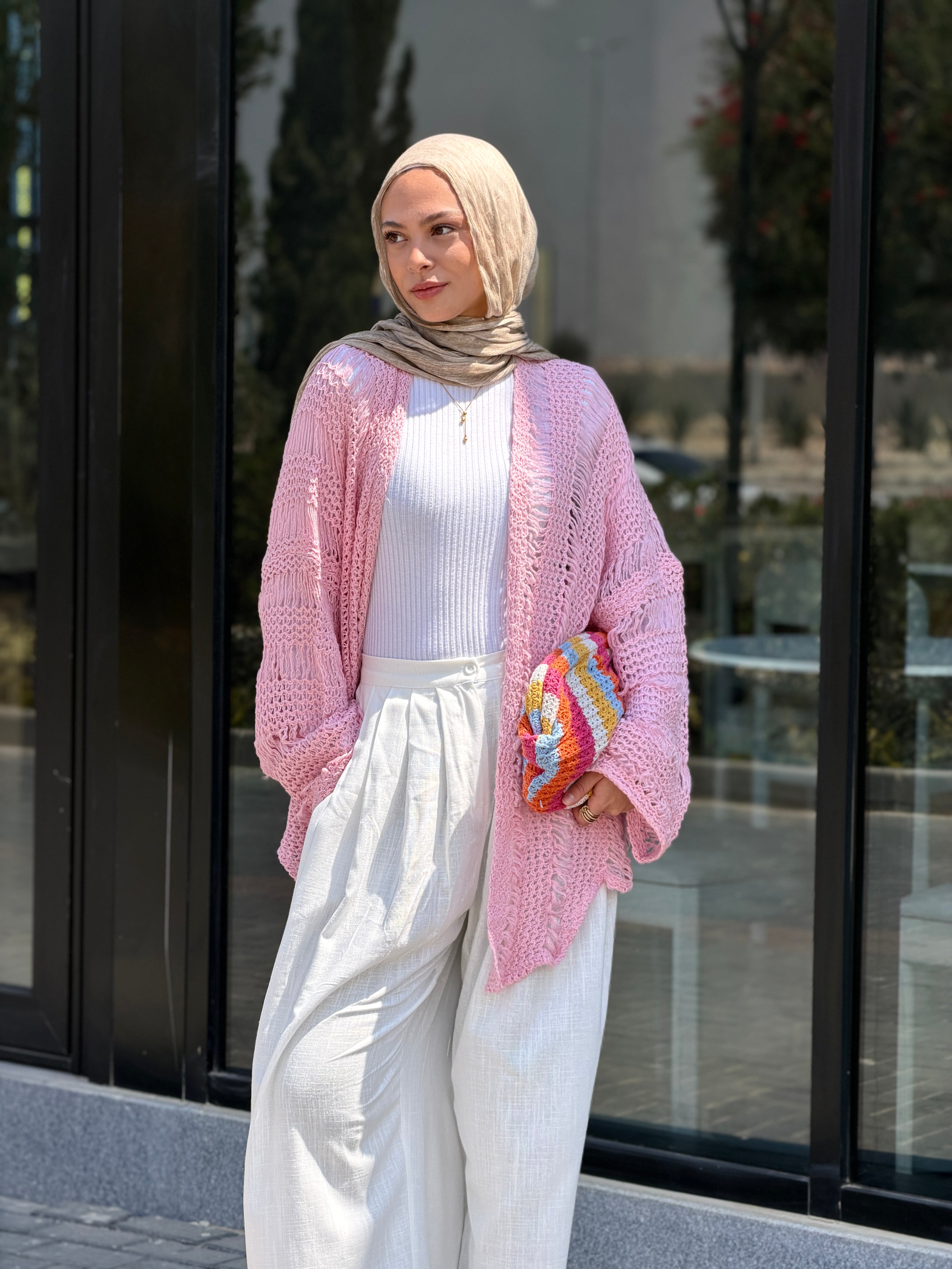 Coastal Crochet Cover-up in Baby Pink