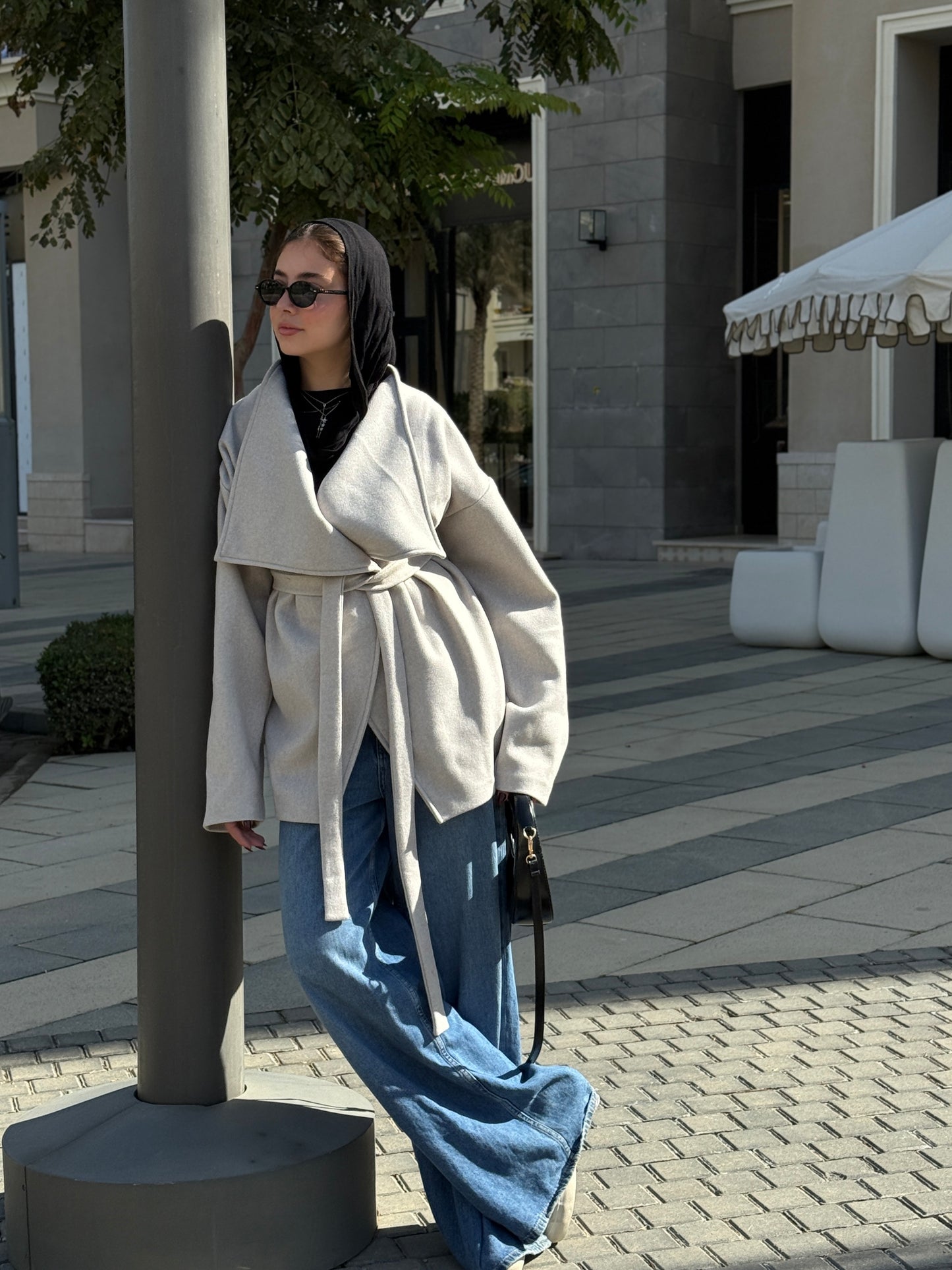 The Wrap Grace Coat in Greige