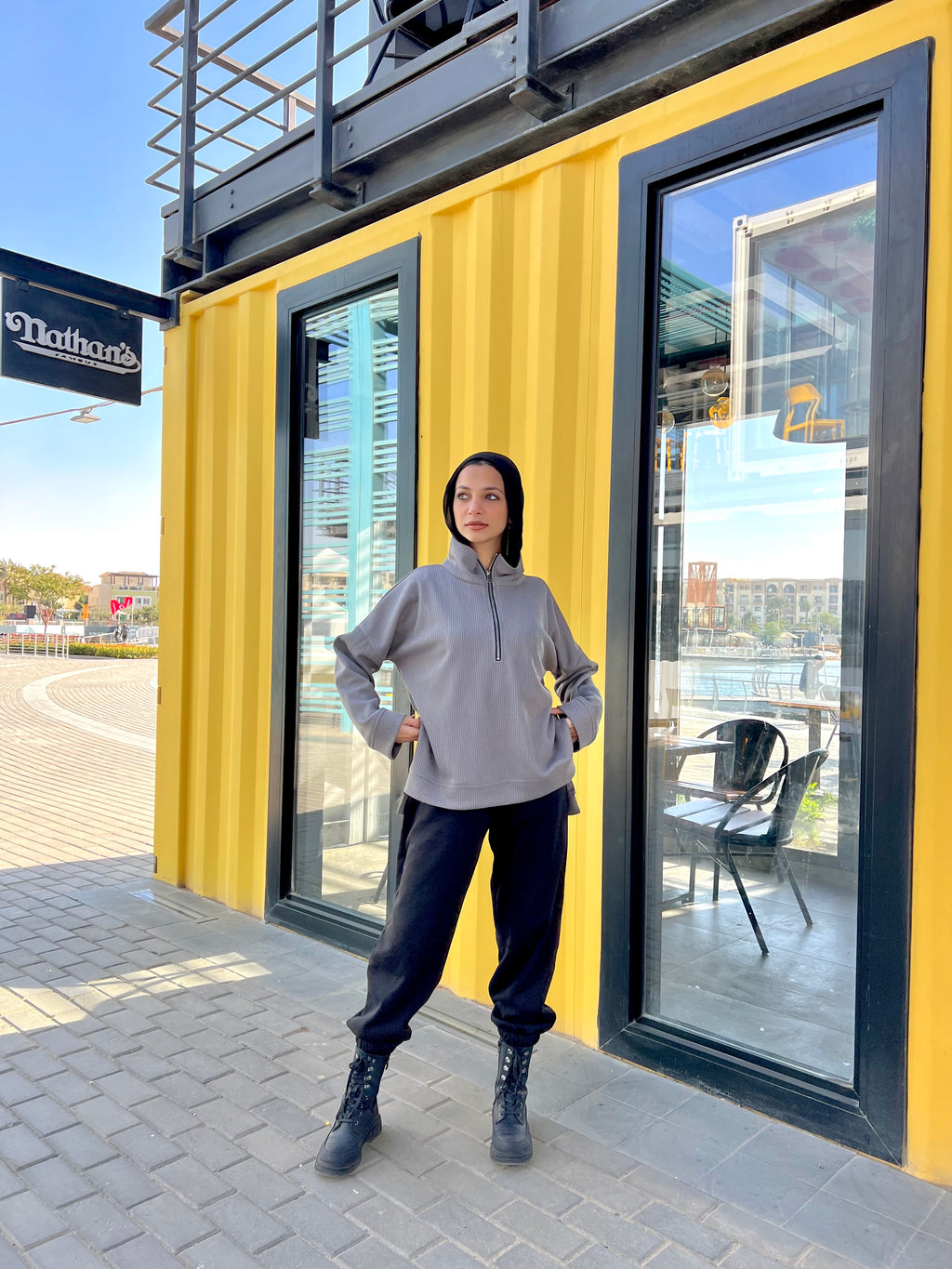 Zip-Up Sweater in Grey