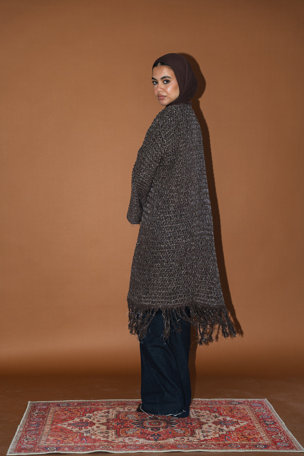 Threads of Charm Cardigan in Shimmer Brown