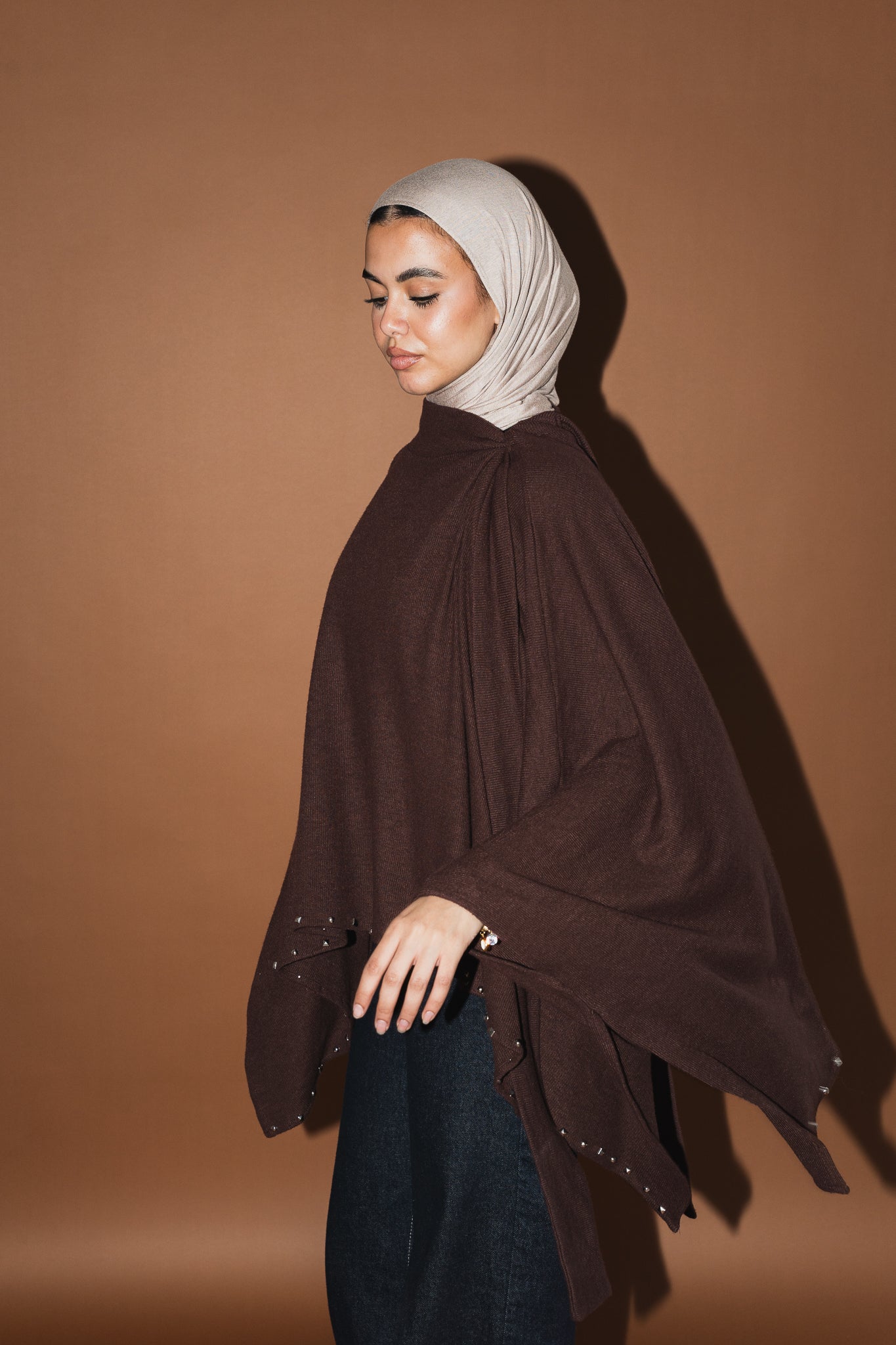 Studded Stardust Cape in Brown