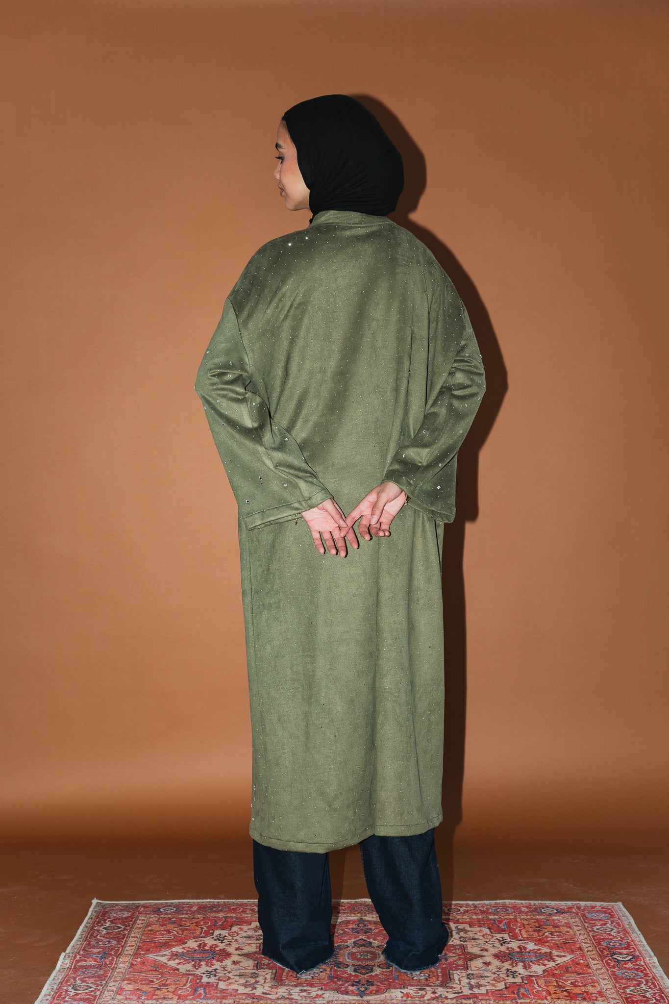 Milky way Stone Cardigan in Olive