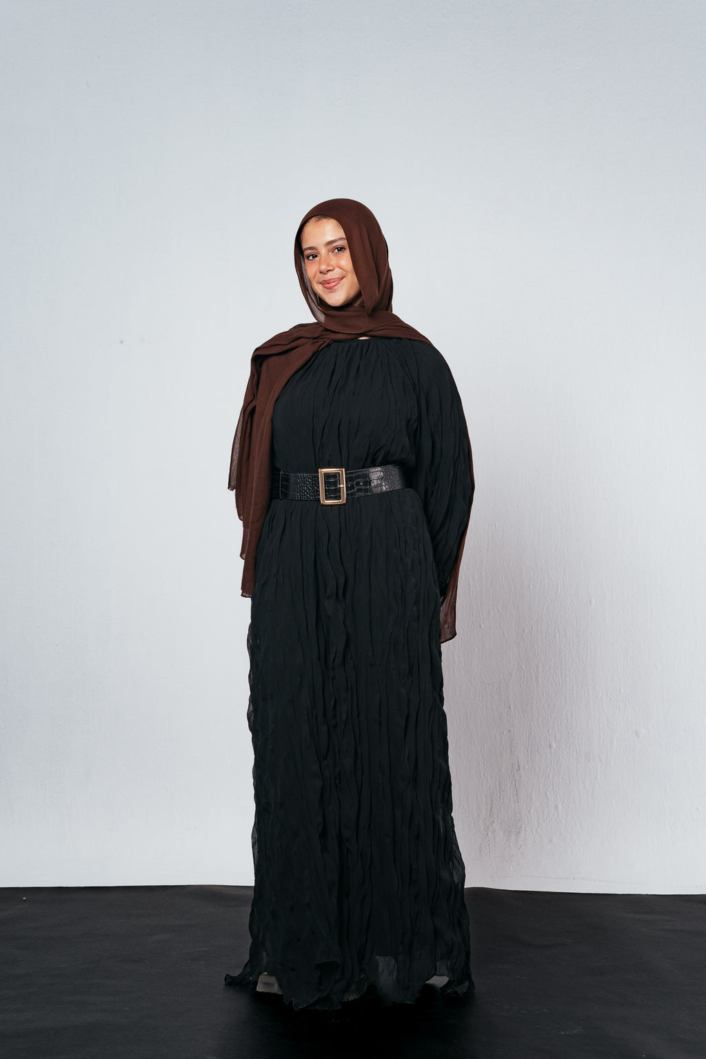 Nazly Crushed Dress in Black