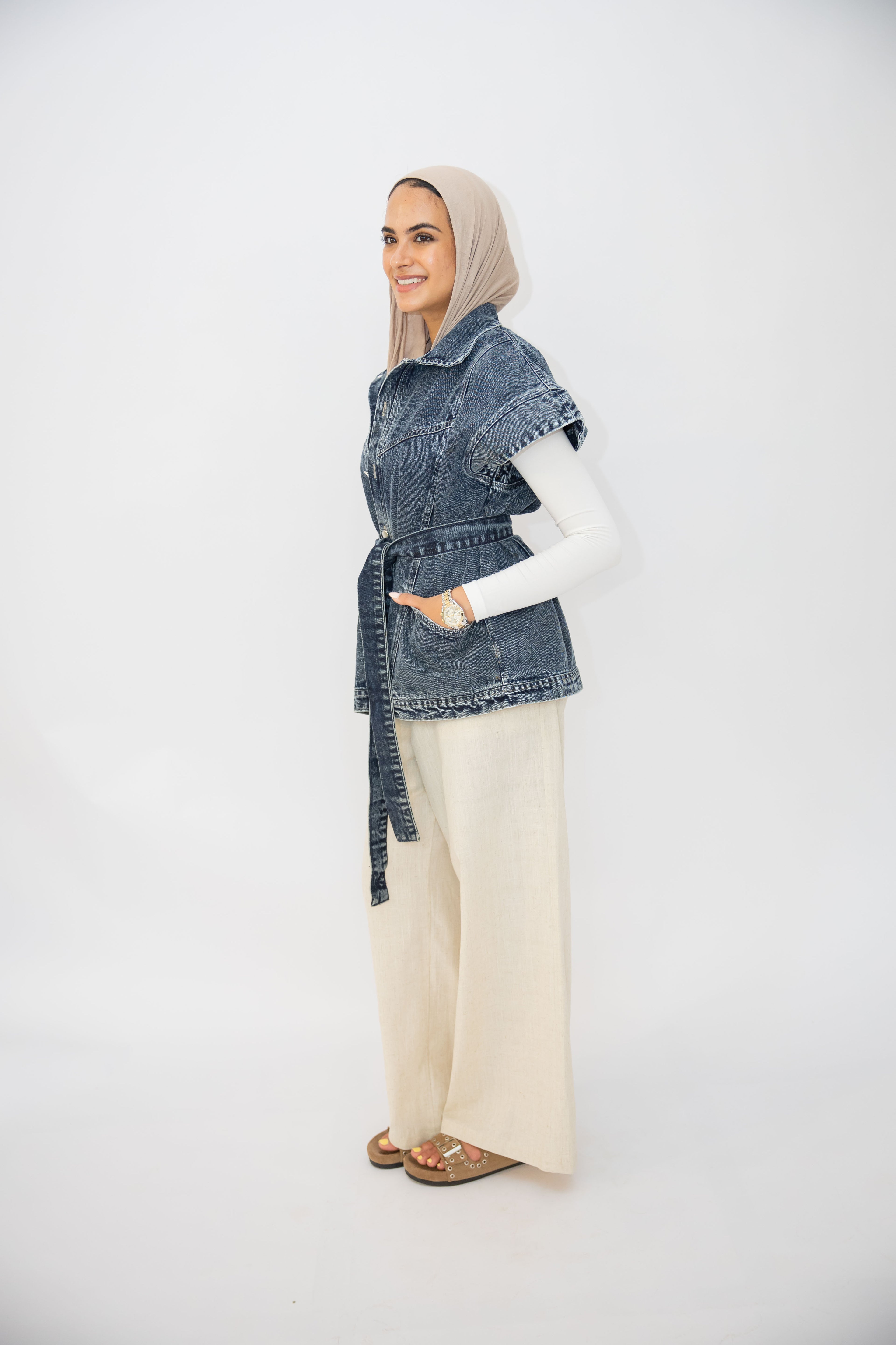 Denim Vest in Dark blue