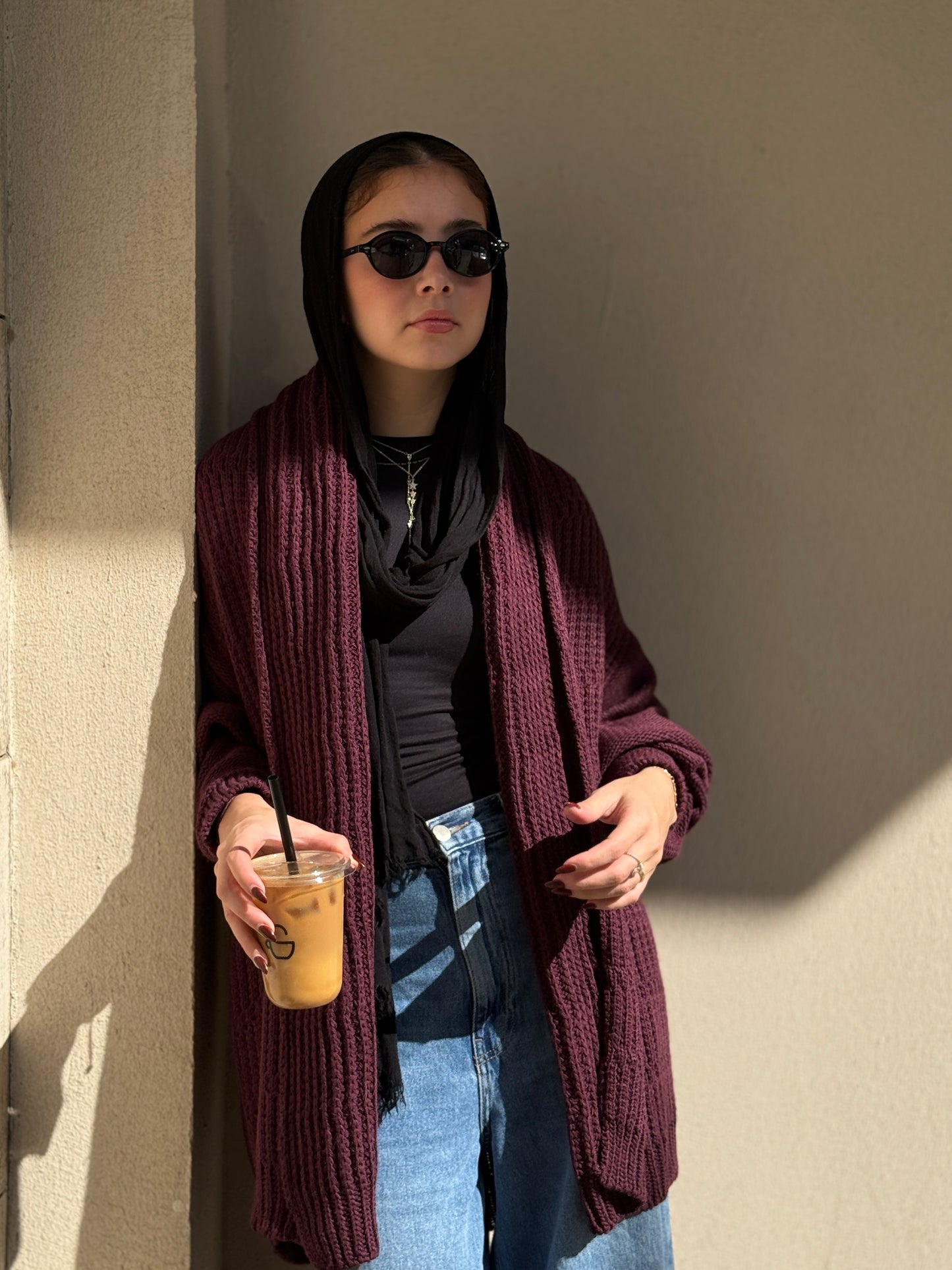 The Warm Hug Knit Cardigan in Burgundy