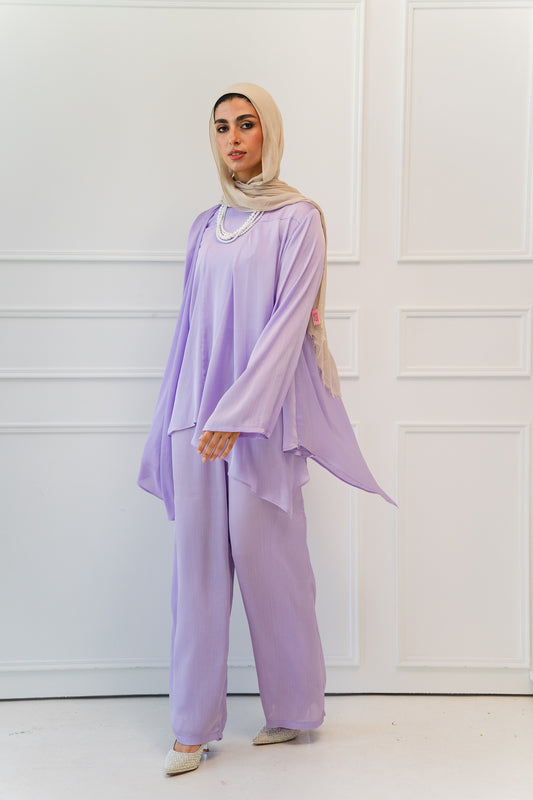 Luxe Drapped Set in Lilac
