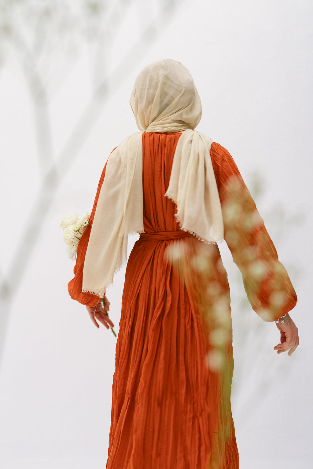 Nazly crushed dress in Rust