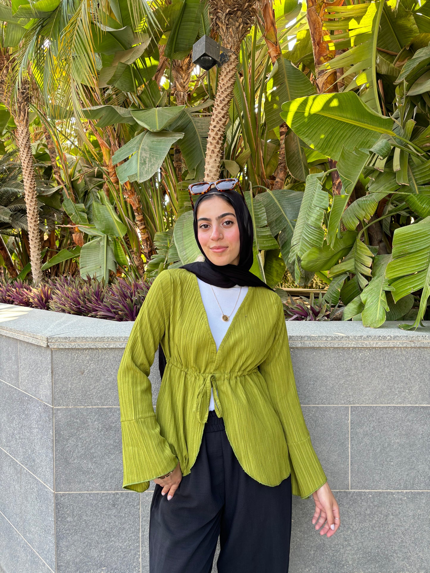 Long celine top in Dark lime