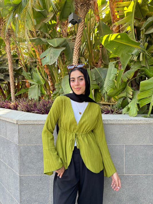 Long celine top in Dark lime