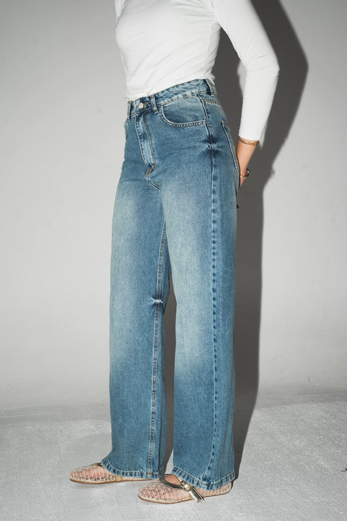 Daily Fit Denim Pants in Mid Blue