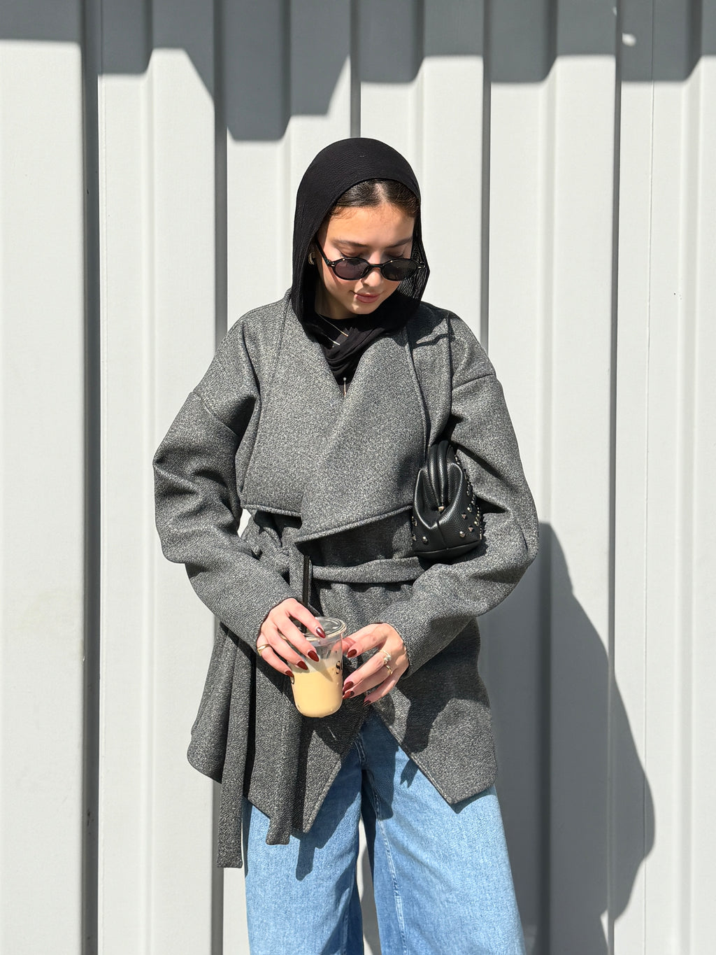 The Wrap Grace Coat in Dark grey