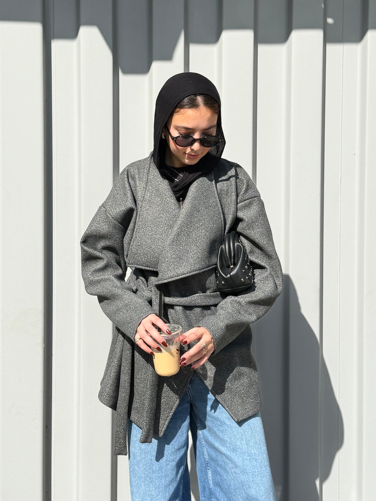 The Wrap Grace Coat in Dark grey