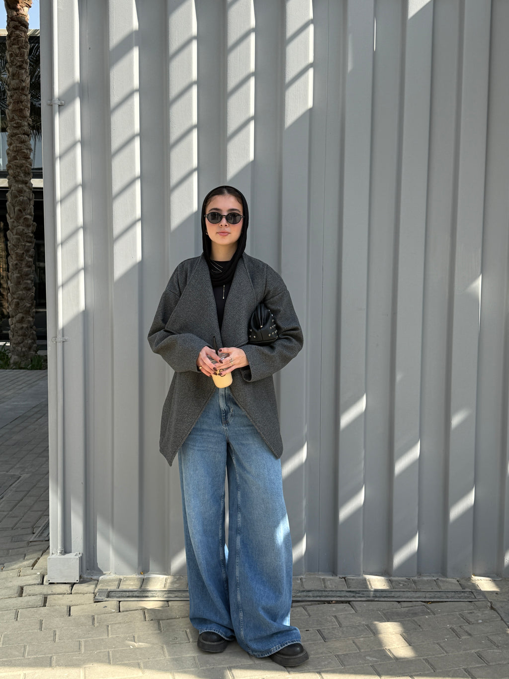 The Wrap Grace Coat in Dark grey