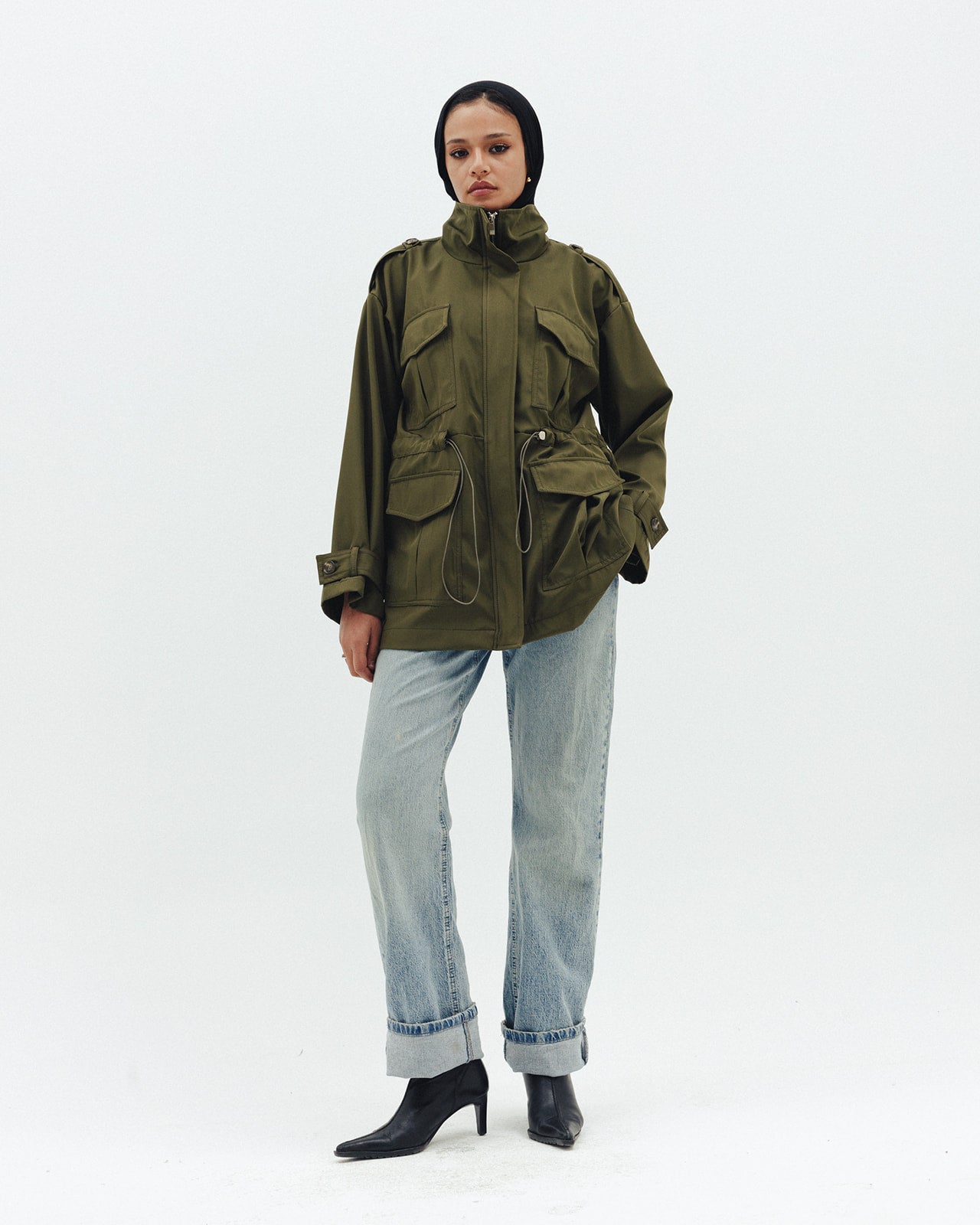 The Drawstring Jacket in Olive