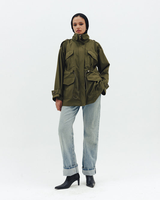 The Drawstring Jacket in Olive