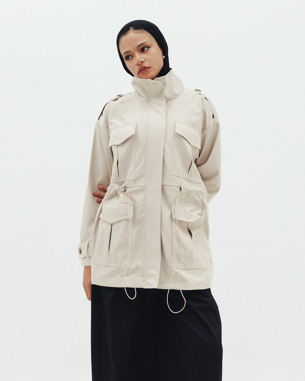 The Drawstring Jacket in Beige