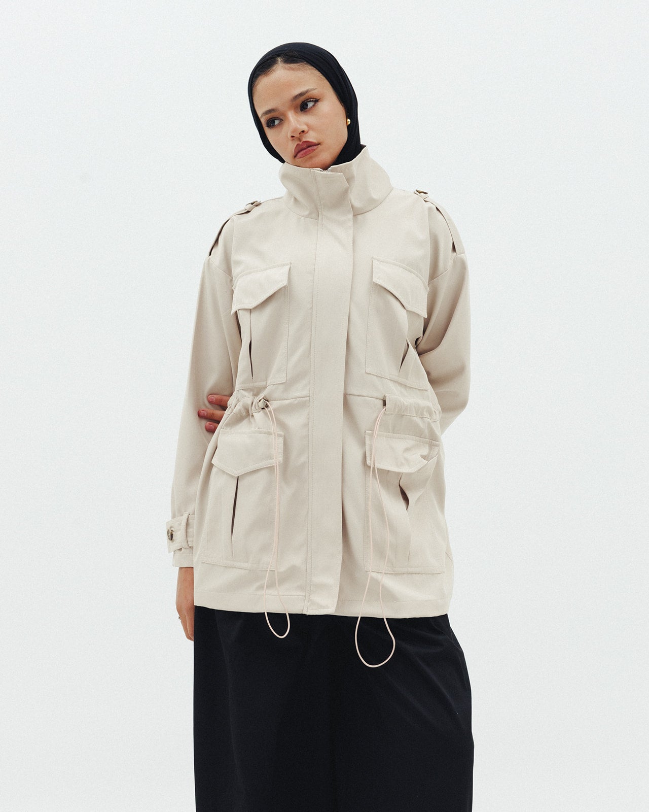 The Drawstring Jacket in Beige