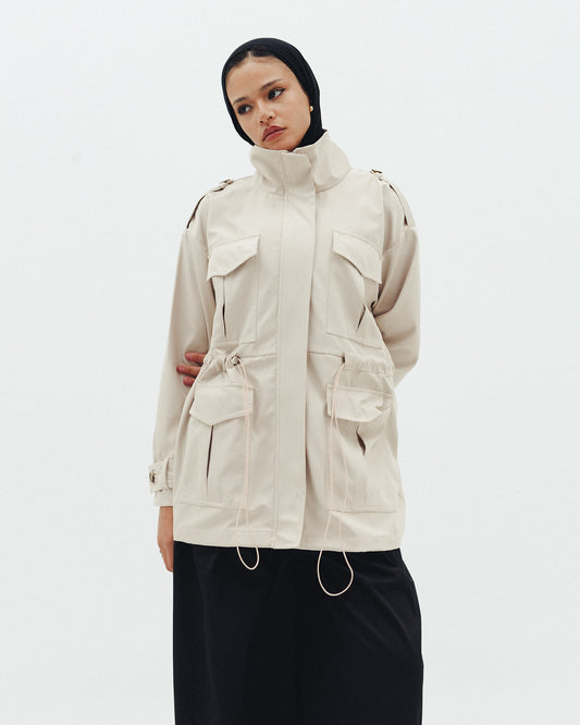 The Drawstring Jacket in Beige