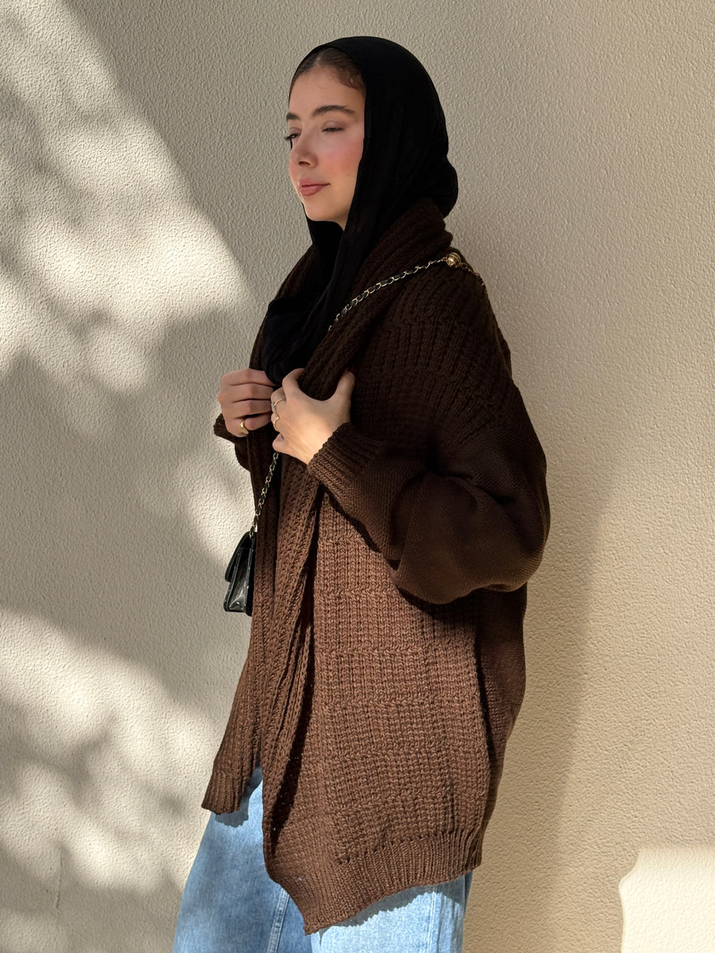 The Warm Hug Knit Cardigan in Brown