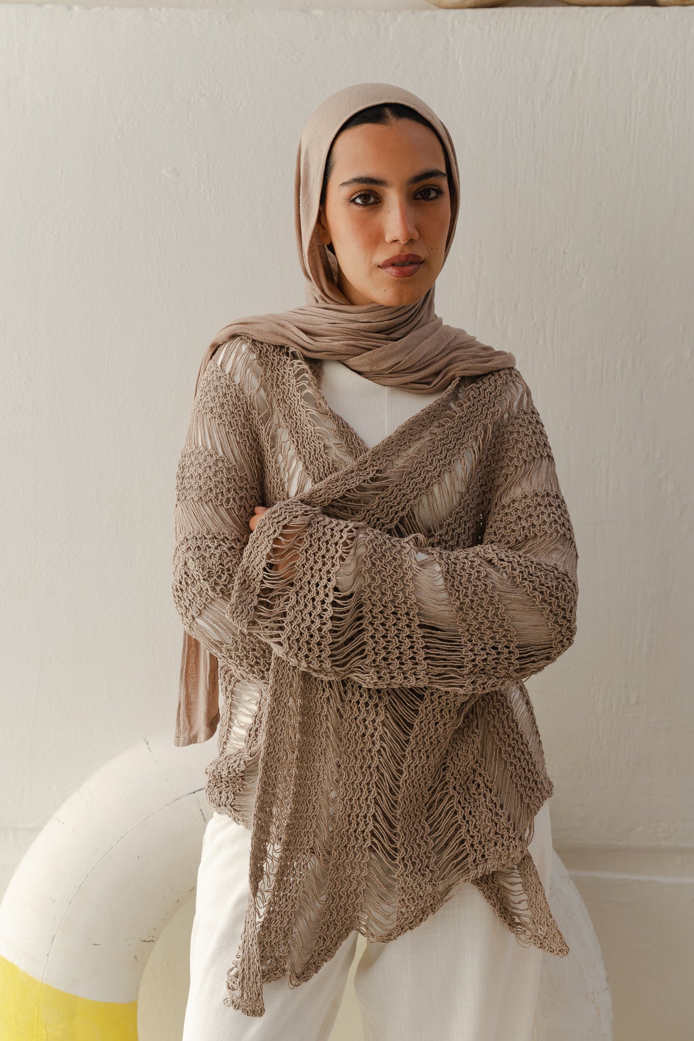 Coastal Crochet Cardigan in Cafe