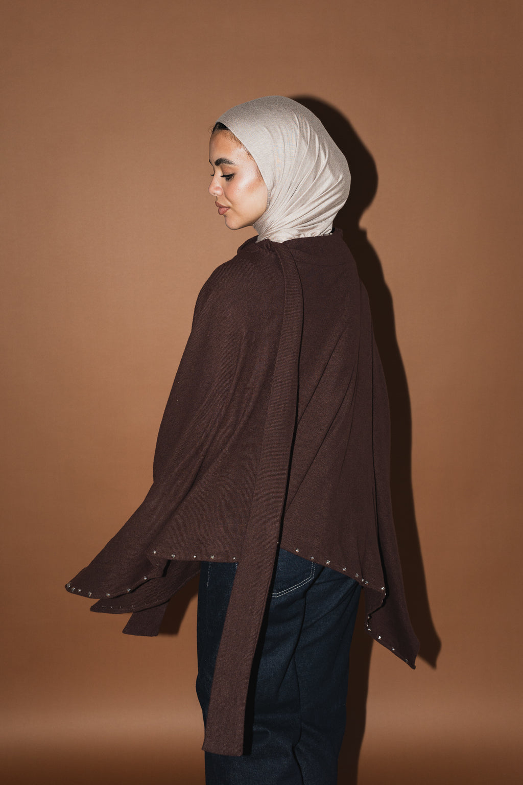 Studded Stardust Cape in Brown